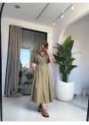 HAKİ POPLİN KUMAŞ ELBİSE