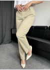 Haki Premium Kalite Paça Yırtmaç Detaylı Kumaş Pantolon