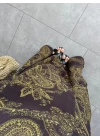 HAKİ ŞİFON V YAKA ELBİSE