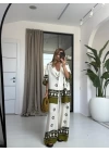 HAKİ TULİPA ETNİK DESEN TAKIM