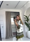 HAKİ TULİPA ETNİK DESEN TAKIM