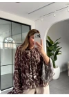 KAHVE BAĞLAMALI ŞİFON BLUZ