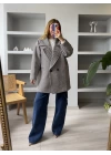 Kahve Balıksırtı Oversize Kaşe Kaban