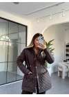 KAHVE BELİ BÜZGÜLÜ KAPİTONE MONT