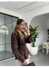 KAHVE BELİ LASTİKLİ GÖMLEK