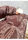 KAHVE ÇİÇEK DESEN KAPİTONE CEKET
