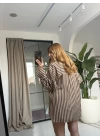 KAHVE ÇİZGİLİ GÖMLEK