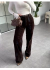 KAHVE DENİM WİDE LEG KADİFE PANTOLON
