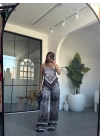 KAHVE DESENLİ SIRT BAĞLAMALI TAKIM