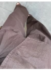 KAHVE DÜĞMELİ YELEKLİ KETEN PANTOLON TAKIM