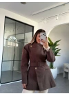KAHVE GENİŞ YAKALI KAŞE KABAN