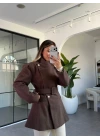 KAHVE GENİŞ YAKALI KAŞE KABAN