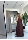 KAHVE HALTER YAKA ELBİSE