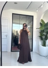 KAHVE HALTER YAKA SIRT DETAY ELBİSE