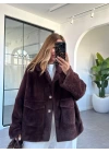 KAHVE İKİ CEPLİ PREMİUM KALİTE PELUŞ KABAN