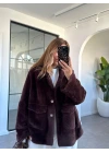 KAHVE İKİ CEPLİ PREMİUM KALİTE PELUŞ KABAN
