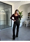 KAHVE İSPANYOL PAÇA LİKRALI PANTOLON