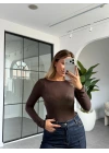 KAHVE DİLVİN KAYIK KAYA MODAL KAŞMİR BLUZ