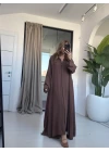 KAHVE KEMERLİ PREMİUM KALİTE MODAL GÖMLEK ELBİSE