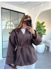 KAHVE OMUZ VATKALI KISA TRENÇKOT