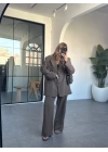 KAHVE OVERSİZE BLAZER PANTOLON TAKIM