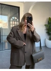 KAHVE OVERSİZE BLAZER PANTOLON TAKIM