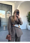 KAHVE OVERSİZE BLAZER PANTOLON TAKIM