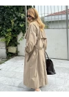 Kahve Oversize Kuşaklı Trençkot