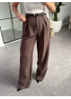 KAHVE PİLELİ İÇTEN PERVAZLI PANTOLON