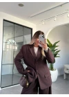 KAHVE ÇİFT CEPLİ KRUVAZE YAKA CEKET