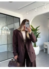 KAHVE ÇİFT CEPLİ KRUVAZE YAKA CEKET