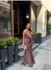 KAHVE PUANTİYELİ DEGAJE YAKA SATEN ETEK TAKIM