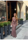 KAHVE PUANTİYELİ DEGAJE YAKA SATEN ETEK TAKIM