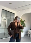 KAHVE ŞAL DETAYLI HIRKA