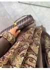 KAHVE SATEN ASTARLI ŞALLI CEKET TAKIM