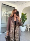 KAHVE SATEN ASTARLI ŞALLI CEKET TAKIM