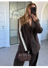 KAHVE ŞERİT DETAYLI PANTOLON TAKIM