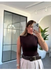 KAHVE SIFIR KOL BALIKÇI YAKA BLUZ