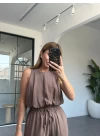 KAHVE SIFIR KOL CROP PANTOLON TAKIM