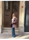 KAHVE TEK DÜĞMELİ OVERSİZE BLAZER CEKET
