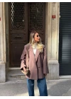 KAHVE TEK DÜĞMELİ OVERSİZE BLAZER CEKET