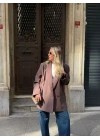 KAHVE TEK DÜĞMELİ OVERSİZE BLAZER CEKET