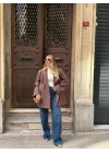 KAHVE TEK DÜĞMELİ OVERSİZE BLAZER CEKET