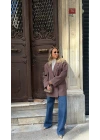 KAHVE TEK DÜĞMELİ OVERSİZE BLAZER CEKET
