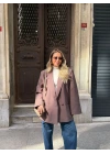 KAHVE TEK DÜĞMELİ OVERSİZE BLAZER CEKET