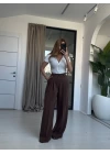 KAHVE TENSEL YÜKSEK BEL PANTOLON