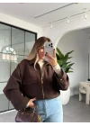 KAHVE TORBA CEPLİ BOMBER CEKET