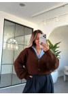 KAHVE V YAKA YUMOŞ DOKULU HIRKA