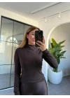 KAHVE DİLVİN YARIM BALIKÇI YAKA BODY