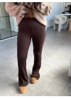 KAHVE DİLVİN YÜKSEK BEL ÖRME PANTOLON